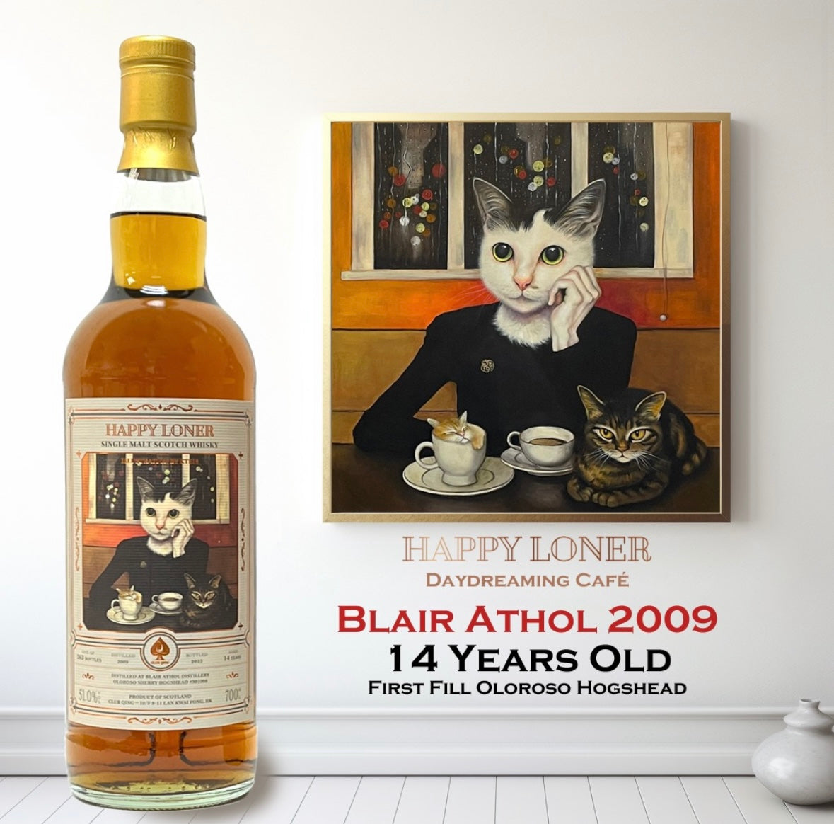 Blair Athol 14 Year Old 2009 “Happy Loner #1 - Daydreaming Café” by Club Qing Single Malt Scotch Whisky