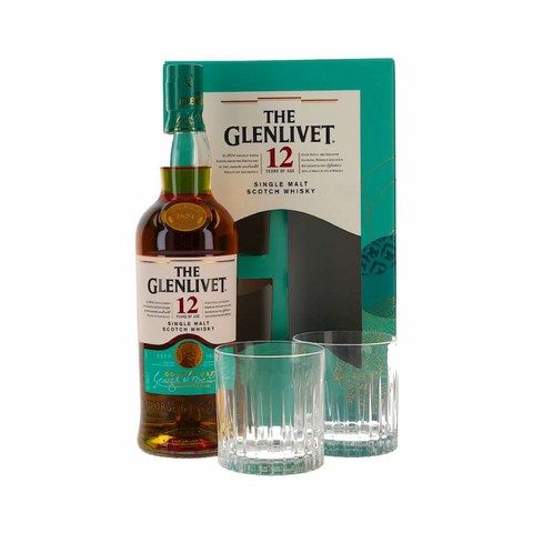 Glenlivet 12 Year Old Double Oak Single Malt Scotch Whisky (with 2x Glasses)