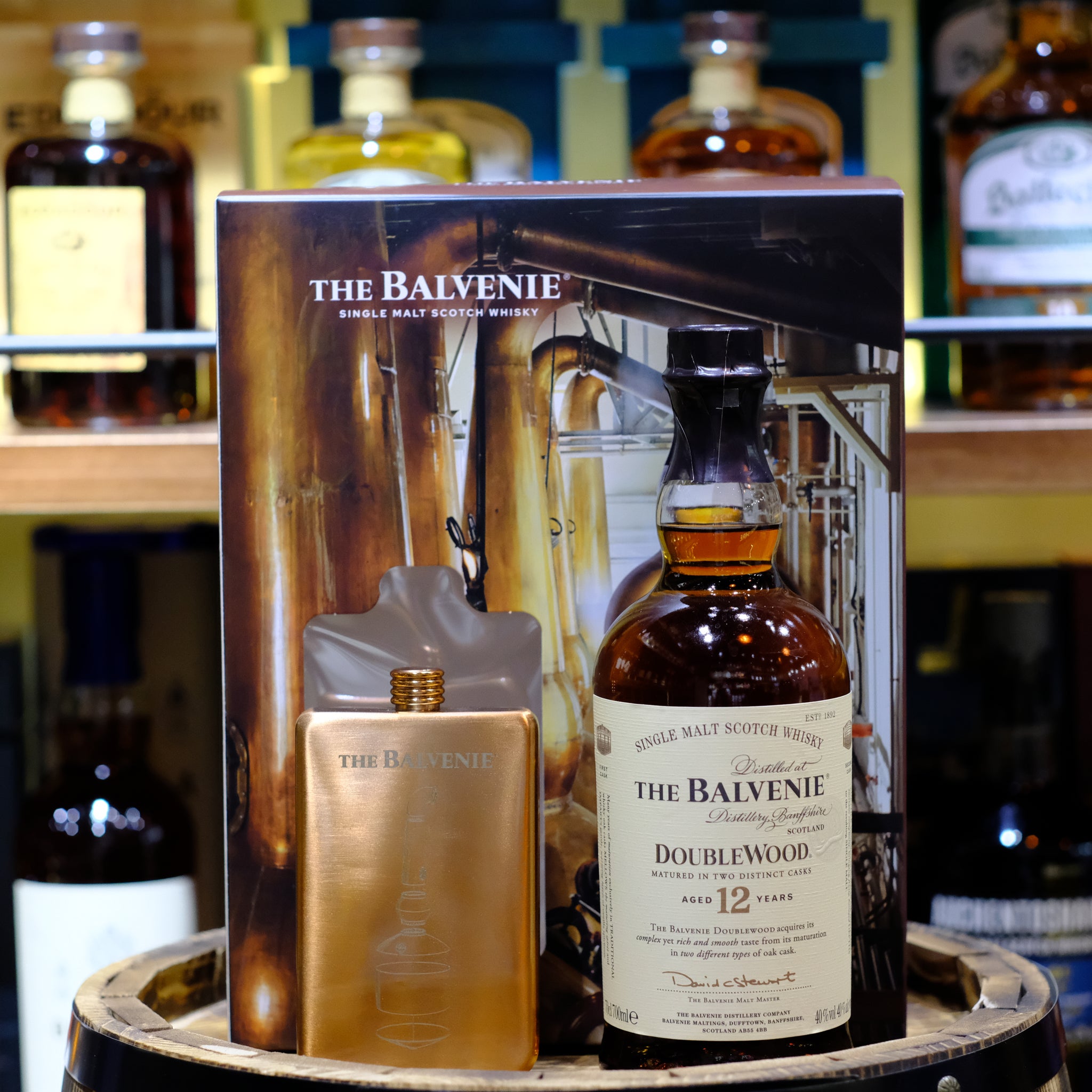 Balvenie 12 Year Old Double Wood Gift Set with Copper Flask Single Malt Scotch Whisky